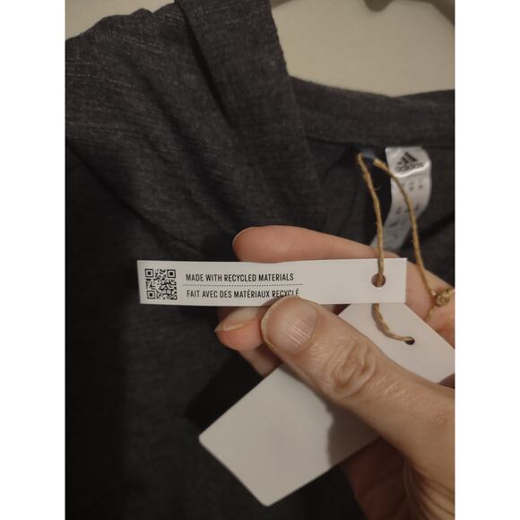 Adidas Standard Essentials Slub Women's Recycled Hoodie Gray XS Casual Preppy - Picture 4 of 9